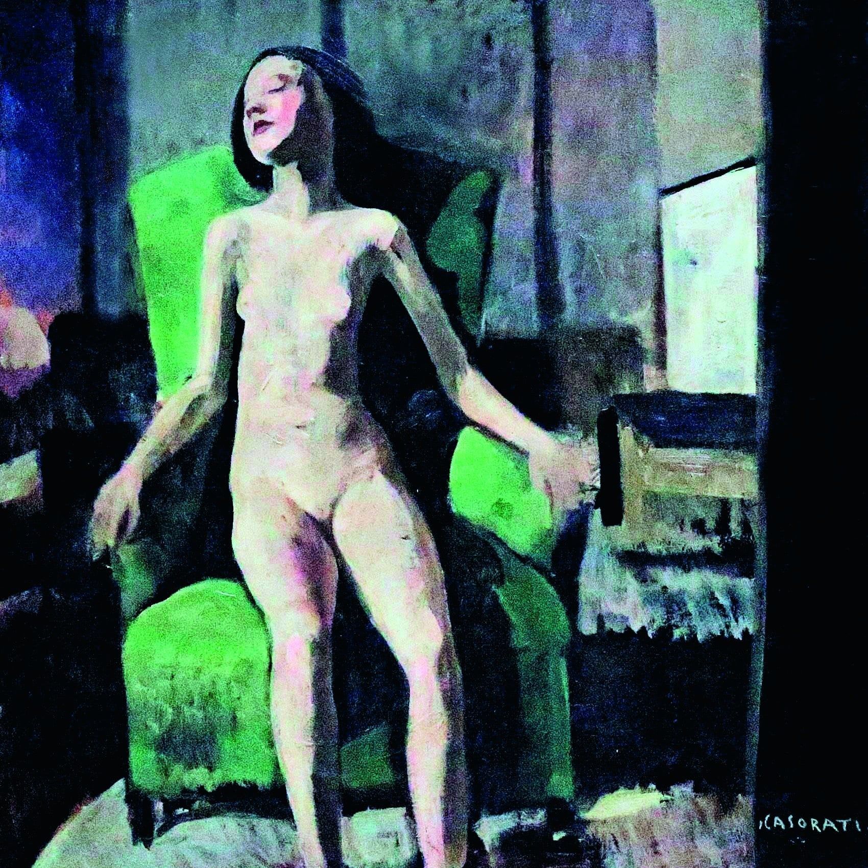  &bdquo;Gr&uuml;ner Sessel&ldquo; oder &bdquo;Sitzender Akt&ldquo;, Felice Casorati, 1919. 