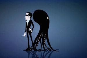  Roberto Prual Reavis und Philippe Arnaud Agent erkennen die Illustration von Jacopo Foggini und seinem Freund Polypus f&uuml;r eine Videoinstallation im Milan Triennale. 